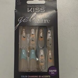 Kiss Gel Fantasy Allure Nails - Gold, Blue, & Peach XL